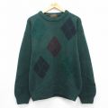 エディーバウアー 90s 長袖セーター アーガイル グリーン L | 古着