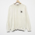 L★古着 長袖 セーター メンズ 00年代 00s 鳥 コットン クルーネック USA製 白 26jan24