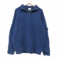 XL★古着 長袖 ハーフジップ セーター メンズ ウール 紺 霜降り 26jan23