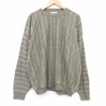 XL★古着 長袖 セーター メンズ 大きいサイズ アクリル クルーネック USA製 濃ベージュ他 26jan23