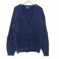 XL★古着 タウンクラフト 長袖 ニット カーディガン メンズ 90年代 90s アクリル 紺 26jan23