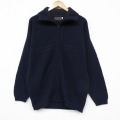 M★古着 長袖 フルジップ ニット カーディガン メンズ 90年代 90s 無地 アクリル 薄紺 26jan27