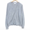 XL★古着 IZOD 長袖 ニット カーディガン メンズ 90年代 90s ワンポイントロゴ アクリル USA製 グレー 26jan27