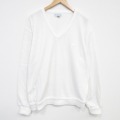 XL★古着 IZOD 長袖 セーター メンズ 90年代 90s ワンポイントロゴ 大きいサイズ アクリル Vネック USA製 白 26jan27