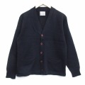 M★古着 長袖 ニット カーディガン メンズ 90年代 90s 無地 USA製 黒 26jan28