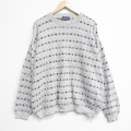 XL★古着 長袖 セーター メンズ 90年代 90s 大きいサイズ コットン クルーネック USA製 薄グレー 霜降り 26jan28