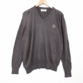 L★古着 IZOD 長袖 セーター メンズ 90年代 90s ワンポイントロゴ クルーネック USA製 こげ茶 26jan29