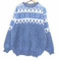 XL★古着 長袖 ノルディック セーター メンズ 90年代 90s 雪柄 ウール クルーネック 水色他 26jan30