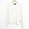 M★古着 長袖 セーター メンズ 80年代 80s 無地 アクリル Vネック USA製 生成り 26feb12