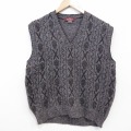M★古着 ニット ベスト メンズ 90年代 90s ウール Vネック スコットランド製 茶他 26feb12