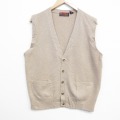 M★古着 JOS A BANK ニット ベスト メンズ 90年代 90s 無地 ウール ベージュ 26feb12
