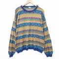 XL★古着 ゲス GUESS 長袖 ブランド セーター メンズ クルーネック イタリア製 薄紺他 26mar06