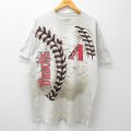 XL★古着 リキッドブルー 半袖 Tシャツ メンズ MLB アリゾナダイヤモンドバックス 大きいサイズ ロング丈 コットン クルーネック ベージュ系 カーキ タイダイ メジャーリーグ ベースボール 野球 23aug23 中古