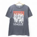 XL★古着 オールドネイビー OLD NAVY 半袖 Tシャツ メンズ DCコミックス ジャスティスリーグ バットマン BATMAN スーパーマン コットン クルーネック 濃グレー 25aug22 中古