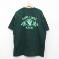 XL★古着 ヘインズ Hanes 半袖 Tシャツ メンズ ハンドサイン カウイ 大きいサイズ コットン クルーネック 緑 グリーン 25aug23 中古