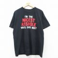 半袖Tシャツ NICEST ASSHOLEプリント ブラック XL | 古着