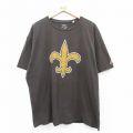 XL★古着 半袖 Tシャツ メンズ ユリの紋章 大きいサイズ コットン クルーネック 黒系 ブラック 25aug26 中古