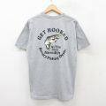 L★古着 半袖 Tシャツ メンズ 魚 フィッシング クルーネック グレー 霜降り 25aug30 中古
