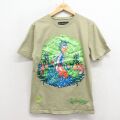 M★古着 半袖 Tシャツ メンズ アニメ リックアンドモーティ コットン クルーネック 薄緑 26mar14