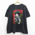 XL★古着 半袖 Tシャツ メンズ アニメ 僕のヒーローアカデミア 大きいサイズ コットン クルーネック 黒 26mar14