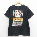 L★古着 半袖 Tシャツ メンズ アニメ 鬼滅の刃 コットン クルーネック 黒【spe】 26mar14