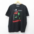 XL★古着 半袖 Tシャツ メンズ 映画 チャッキー 大きいサイズ コットン クルーネック 黒【spe】 26mar26