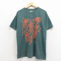 XL★古着 半袖 Tシャツ メンズ スケルトン コットン クルーネック 緑【spe】 26apr06