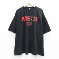 XL★古着 半袖 Tシャツ メンズ MON5T3R 大きいサイズ コットン クルーネック 黒 26apr14