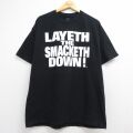 ワールドプロレスリング 半袖Tシャツ ザロック ブラック XL | 古着