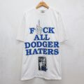 XL★古着 半袖 Tシャツ メンズ DODGER HATERS 大きいサイズ ロング丈 コットン クルーネック ホワイト 26jun04