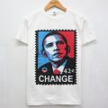 S★古着 半袖 Tシャツ メンズ バラクオバマ 切手 ホワイト 26jun04