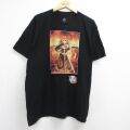 XL★古着 半袖 Tシャツ メンズ アニメ 鬼滅の刃 煉獄杏寿郎 大きいサイズ コットン クルーネック ブラック 26jun25