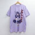 XL★古着 半袖 Tシャツ メンズ アニメ ナルト疾風伝 うちはイタチ パープル 26jun25