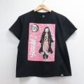 M★古着 半袖 Tシャツ メンズ アニメ 鬼滅の刃 禰豆子 コットン クルーネック ブラック 26jun25