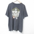 XL★古着 半袖 Tシャツ メンズ MLB ロサンゼルスドジャース ワールドシリーズ 大きいサイズ クルーネック 濃グレー 霜降り メジャーリーグ ベースボール 野球 24jun01 中古