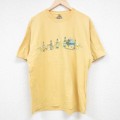 【50%OFF】L★古着 半袖 Tシャツ メンズ ビール 酒 コットン クルーネック 黄 イエロー 24jun08 中古