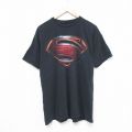 L★古着 半袖 Tシャツ メンズ DCコミックス スーパーマン コットン クルーネック 黒 ブラック 25may21 中古