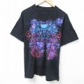 L★古着 半袖 Tシャツ メンズ スカル クルーネック 黒 ブラック 25may24 中古