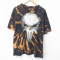 L★古着 半袖 Tシャツ メンズ マーベル パニッシャー コットン クルーネック 黒他 ブラック ブリーチ加工 25jun05 中古