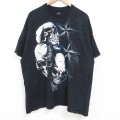 XL★古着 半袖 Tシャツ メンズ スカル 大きいサイズ コットン クルーネック 黒 ブラック 25jun06 中古