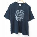XL★古着 半袖 Tシャツ メンズ スカル コットン クルーネック 紺 ネイビー 25jun07 中古