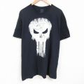 XL★古着 半袖 Tシャツ メンズ マーベル パニッシャー 大きいサイズ ロング丈 コットン クルーネック 黒 ブラック 25jun07 中古