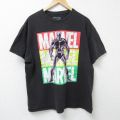 XL★古着 半袖 Tシャツ メンズ マーベル ブラックパンサー コットン クルーネック 黒 ブラック 25jun12 中古