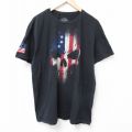 XL★古着 半袖 Tシャツ メンズ スカル 大きいサイズ コットン クルーネック 黒 ブラック 25jun19 中古