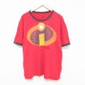 XL★古着 半袖 Tシャツ メンズ 映画 ディズニー DISNEY ミスターインクレディブル 大きいサイズ コットン クルーネック 赤 レッド リンガー 【spe】 25jun20 中古