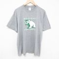 グレー霜降り半袖Tシャツ フットボール企業広告 XL | 古着
