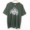 XL★古着 半袖 Tシャツ メンズ フットボール 大きいサイズ コットン クルーネック 濃緑 グリーン 25jul02 中古