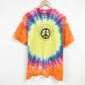 半袖Tシャツ ピースマーク タイダイ イエロー XL | 古着