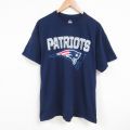 XL★古着 マジェスティック 半袖 Tシャツ メンズ NFL ニューイングランドペイトリオッツ コットン クルーネック 紺 ネイビー アメフト スーパーボウル 25jul09 中古