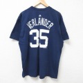 XL★古着 マジェスティック 半袖 Tシャツ メンズ MLBデトロイトタイガース ジャスティンバーランダー 35 大きいサイズ コットン クルーネック 紺 ネイビー メジャーリーグ ベースボール 野球 25jul09 中古